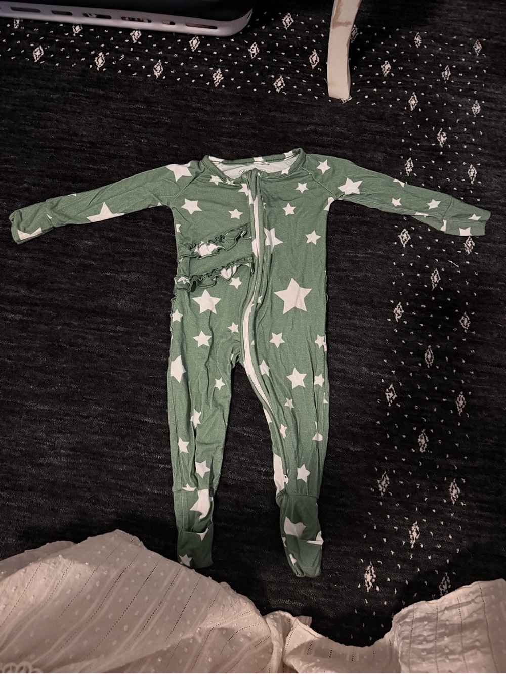 BAMBOO Green Star-Print Kids Footed One-Piece